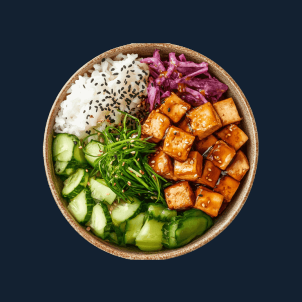 Mediterranean power bowl with quinoa